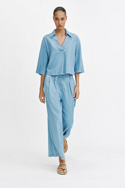 PANTAL?N FLUIDO CULOTTE / Azul
