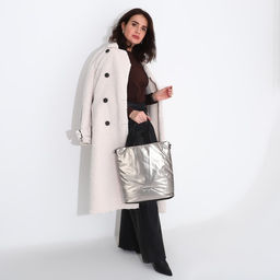 Сумка-тоут на молнии, наружный карман, длинный ремень, цвет бронзовый - Simaland фото 7