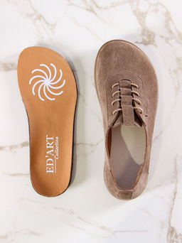 Туфли женские демисезонные 185.астиbr.Серо-коричневая замша/Кожа