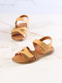 Босоножки 1043.26047br.Тыква лион+светло коричневая замша