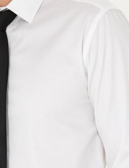 Beyaz Slim Fit Uzun Kollu Basic G_mlek