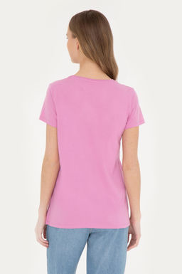 Женская фиолетовая футболка с круглым вырезом - U.s. polo assn фото 19