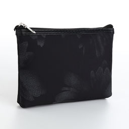 Косметичка на молнии плоская, с принтом Ромашки, чёрная