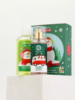 Подарочный набор новогодний Снеговичок, гель для душа 100 мл и мист для тела, URAL LAB