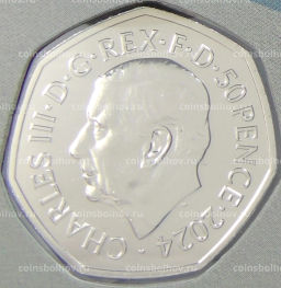 Монета 50 пенсов 2024 года Великобритания Высадка в Нормандии (День Д) (в блистере)