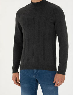 Antrasit Melanj Slim Fit Yar_m Bal_k__ Yaka Triko Kazak - Pierre cardin фото 6