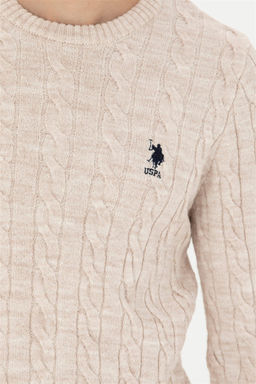 Мужской кремовый меланжевый свитер - U.s. polo assn фото 7