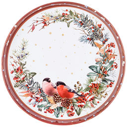Поднос сервировочный коллекция "Снегири" красный 33*2,1 см 898-237 #НовыйГод /АРТИ-М/