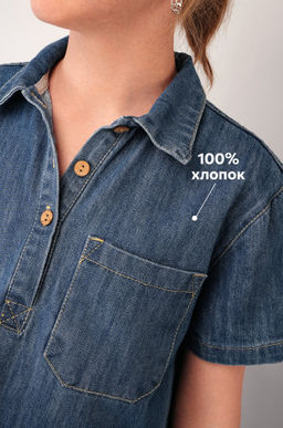 Джинсовое платье с коротким рукавом для девочки Happyfox