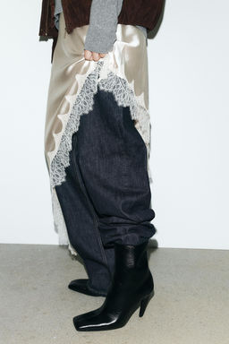 LEATHER HIGH-HEEL ANKLE BOOTS WITH SQUARE TOE - Zara фото 2