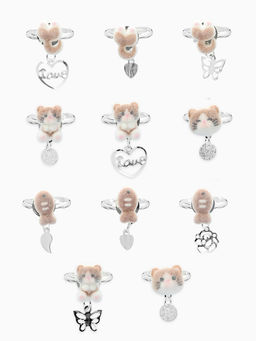 Цена за 36 шт. Кольцо «Выбражулька» котики бархат, МИКС, безразмерное (фас. 36 шт.)