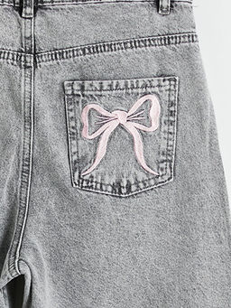 Wideleg Fiyonk Nak??l? K?z ?ocuk Jean Pantolon