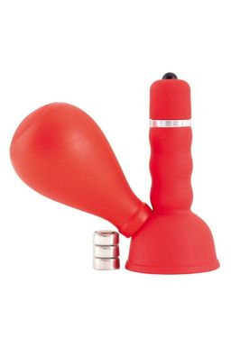 Вибромассажер для сосков Black & Red by TOYFA с грушей, ABS пластик, красный, 8,2 см