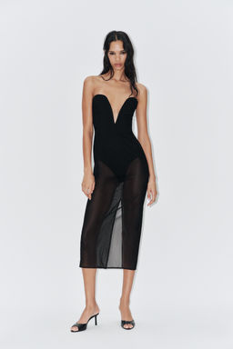 VESTIDO BODY TUL / Negro