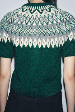 JACQUARD KNIT SHORT SLEEVE CARDIGAN - Zara фото 2