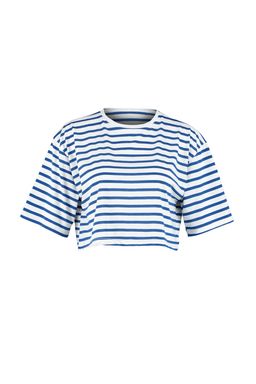 TRENDYOLMILLA Lacivert Cizgili Relaxed/Genis Rahat Kesim Crop Bisiklet Yaka Orme T-Shirt TWOSS23TS00136 фото 7