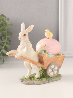 Фигурка полистоун Кролик везёт тележку с цыплёнком и пасхальным яйцом, 13.5?6?13 см