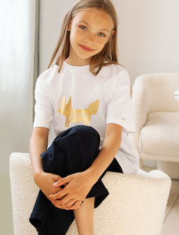 VILATTE / Футболка для девочки с принтом фольгой  фото 3