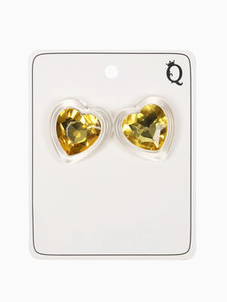 Серьги "Кристалл" сердце, цвет прозрачно-жёлтый бриллиант
