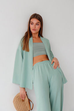 9363 Костюм из кимоно и брюк-палаццо в цвете мята - Martichelli фото 6