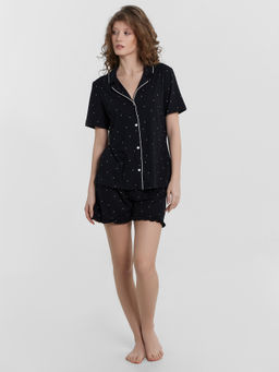 Комплект домашний женский черный с принтом сердечки сердечки на черном 592483 - Mark formelle фото 2