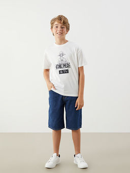 Bisiklet Yaka One Piece Bask?l? Erkek ?ocuk Ti??rt