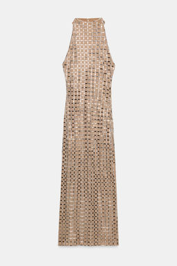 SPARKLY MESH HALTER MIDI DRESS - Zara фото 3