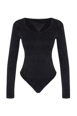 TRENDYOLMILLA Indigo Eskitme/Soluk Efektli Pamuklu Uzun Kol Esnek C?tc?tl? Orme Body TWOAW24BD00044  фото 7