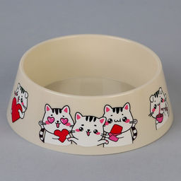 Цена за 2 шт. Миска пластиковая «Милые котята», бежевая, 300 мл