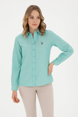 U. S. Polo Assn / Женская мятная базовая рубашка с длинным рукавом - U.s. polo assn фото 8