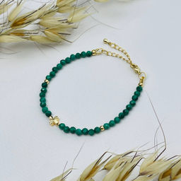 Браслет из Малахита со вставкой "Крест" 18 см +