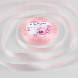 Цена за 4 шт. Лента атласная, 12 мм, 23±1 м, пастельно-розовая