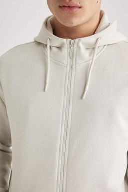 Толстовка обычного кроя с капюшоном на мягкой подкладке и на молнии - Defacto фото 9