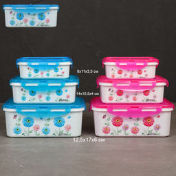 Салатник прямоугольный 3 штуки с крышками / 128 /уп 84/ 270, 560, 1200 мл - Галеонтрейд фото 6