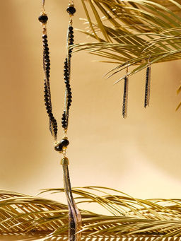 Набор 2 предмета: серьги, бусы Унисон накрученность, цвет золото в чёрном, 60 см