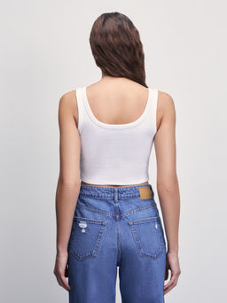 Укороченный топ в рубчик / Zarina  фото 4