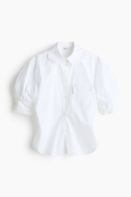 Camisa de popelina con manga fruncida