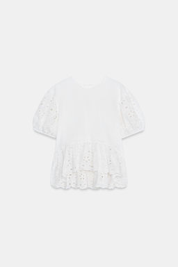 CAMISETA MANGA CORTA BORDADOS / Blanco - Zara фото 5