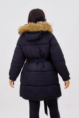 Зимняя куртка на поясе с натуральным мехом арт. 23226