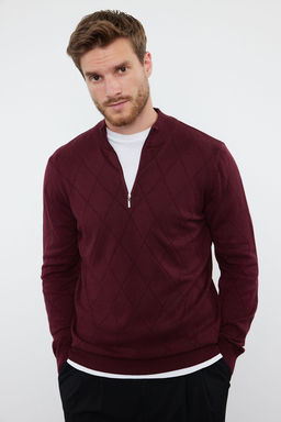 TRENDYOL MAN Lacivert Regular Fit Pamuklu Yar?m Bal?kc? Fermuarl? Yaka Smart Triko Kazak TMNAW23KZ00215