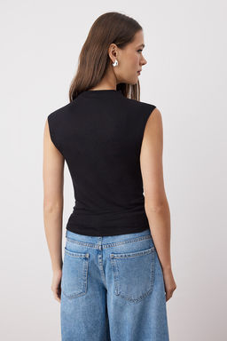 Siyah-Ekru 2li Paket Fitted/Vucuda Oturan Asimetrik Orme Bluz TWOSS25BZ00610 - Trendyolmilla фото 6