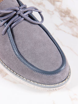 Мокасины 191.rosegr. серый замок замша