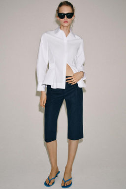 PANTAL?N CAPRI DENIM ZW COLLECTION / Azul - Zara фото 8