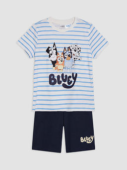 Bluey Bask?l? Erkek ?ocuk ?ortlu Pijama Tak?m?