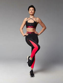 Леггинсы с высокой посадкой, контрастной эластичной резинкой и вставками из сетки - Eazyway фото 4