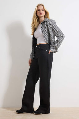 Siyah SOLMAYAN SIYAH Tencel Yuksek Bel Uzun Boy Wide Leg Jeans TWOSS26JE00082 - Trendyolmilla фото 2