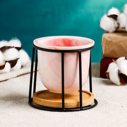 Цена за 2 шт. Горшок для цветов «Сосуд», 250 мл, 12×8.5 см, керамика, с поддоном, с подставкой, розовый