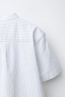 CAMISA CUELLO MAO RAYAS ALGOD?N Y LINO / Gris - Zara фото 4