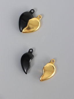 Цена за 2 шт. Замок магнитный металл «Вторая половинка, сердце», набор 2 шт., чёрно-золотой, 2.6×2.2 см