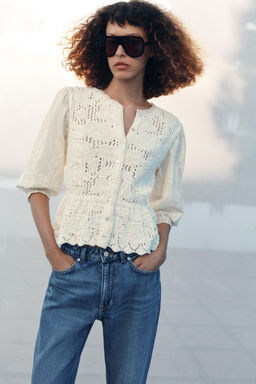 CHAQUETA ROM?NTICA PUNTO COMBINADO / Crudo